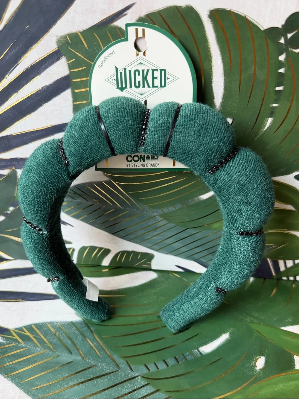 Conair Wicked Emerald Green Rhinestone Spa Headband NWT